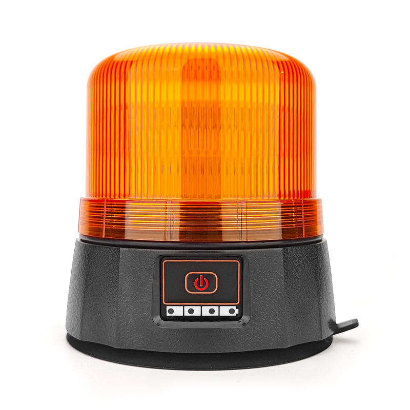Rechargeable LED Emergency Beacon Lamp Amber Revolving Warning Light with Magnetic Base for Trucks - Wetech