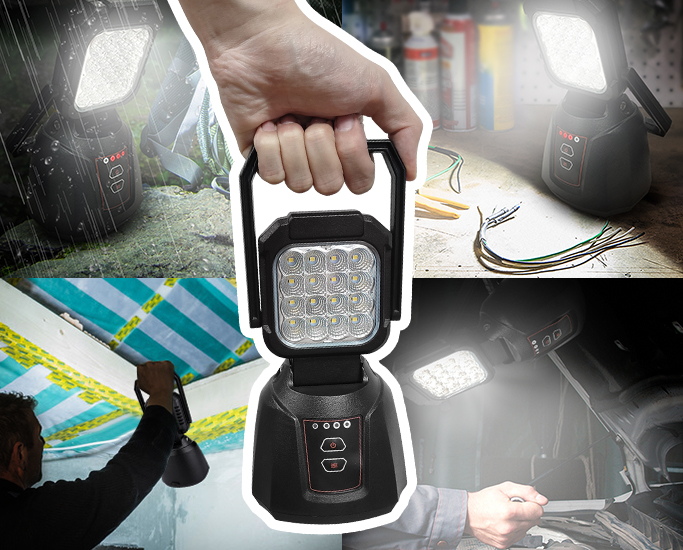 IP67 Waterproof 16W Portable Magnetic Work Light - Rechargeable & Customizable