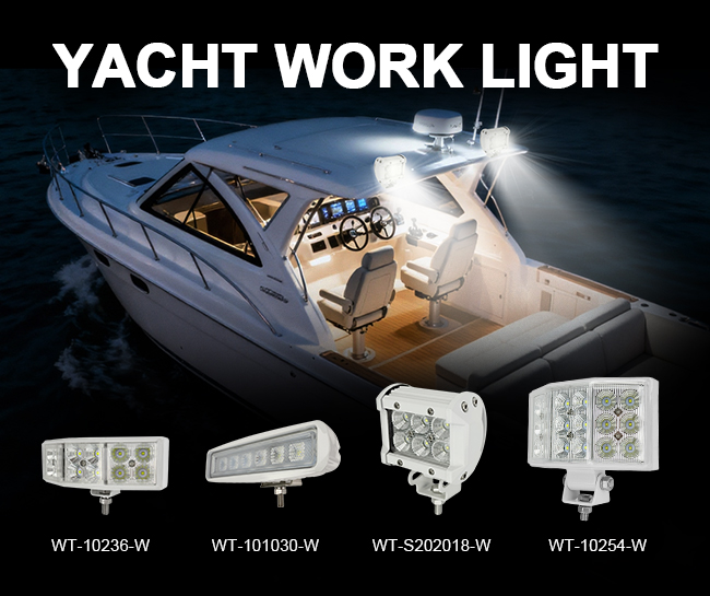 Marine Boat LED Work Light, 12V to 24VDC IP67 Waterproof Bright Shockproof for Cars Yachts Outdoor Lighting (White)