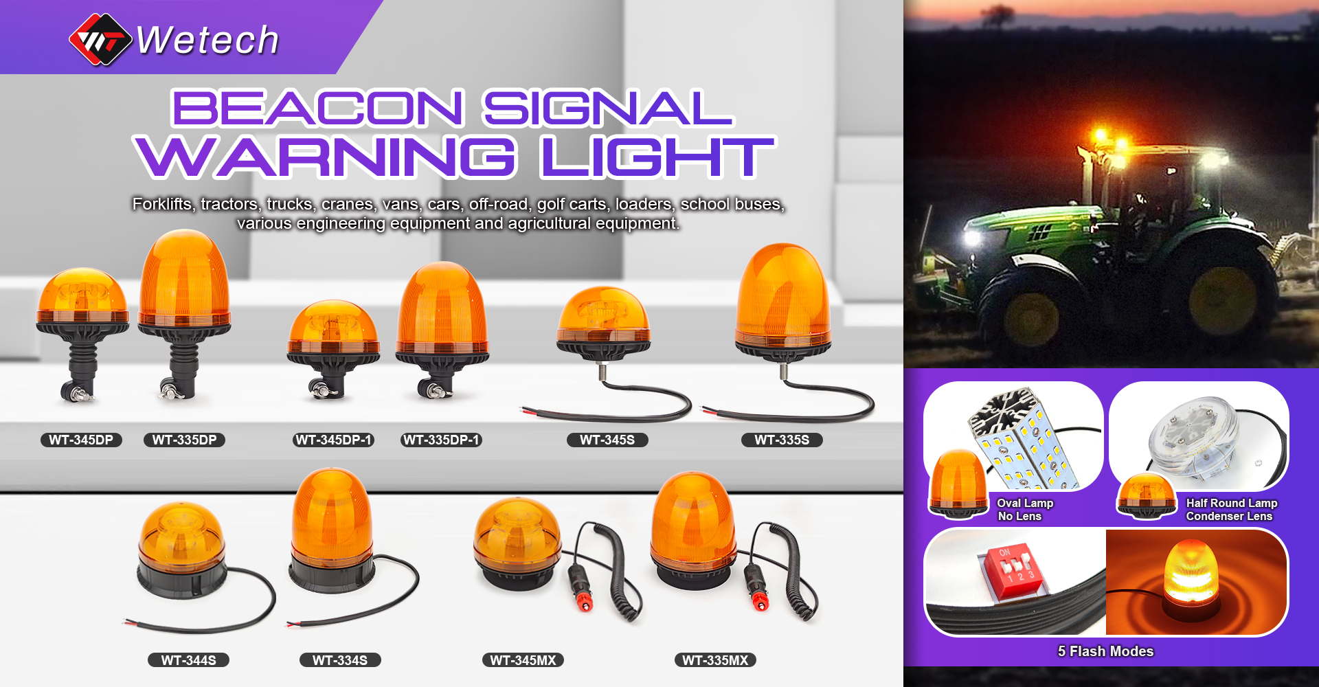 Clear lens LED beacon lamp with colored LEDs LED Warning Beacon Lights With Din Pole Mount For Trucks