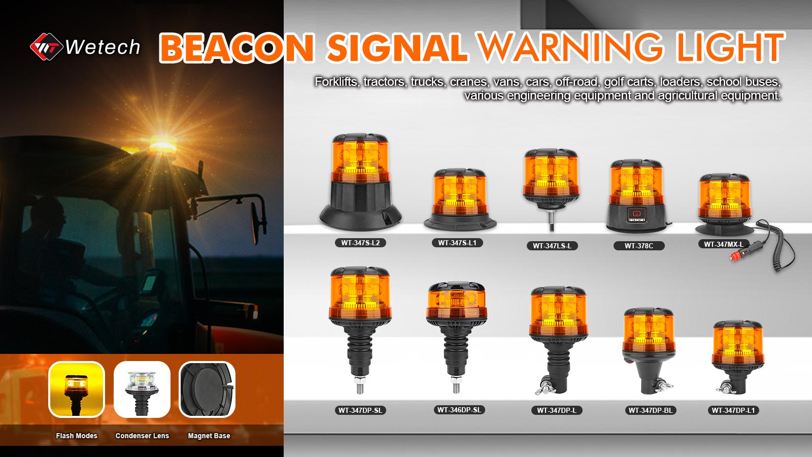 Low Profile LED Signal Beacon Lamp for Emergency Response Vehicles