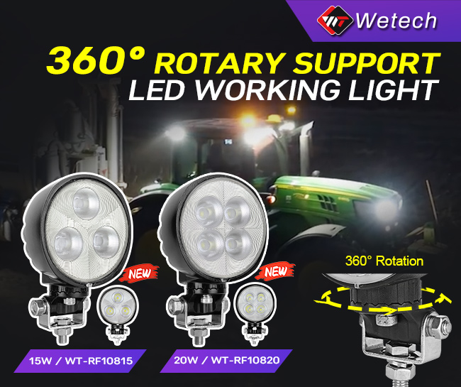 360°Rotatable LED Work Light 15W 20W | Round Waterproof LED Working Lamp for Tractor Excavator Truck ATV
