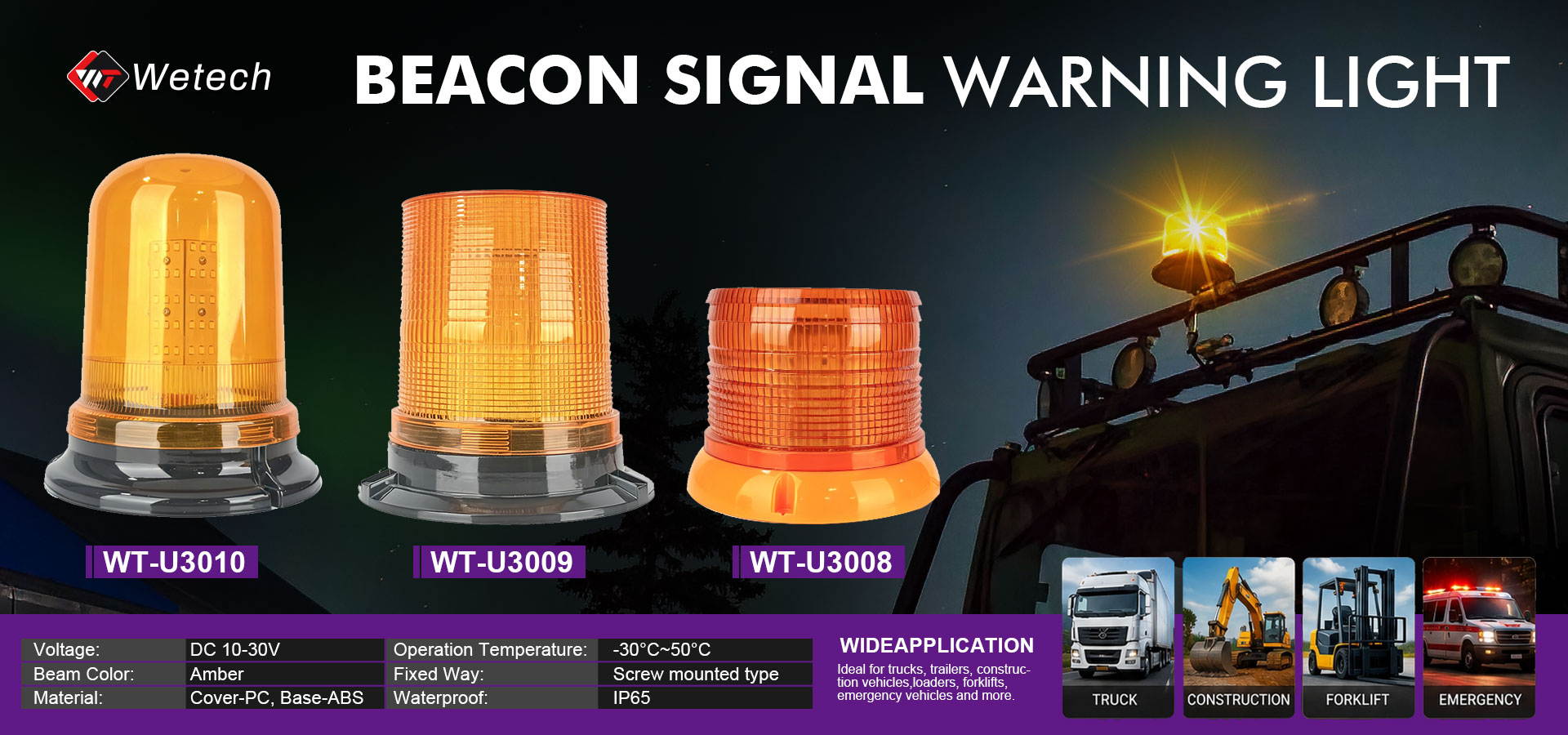 Low Profile LED Signal Beacon Lamp for Emergency Response Vehicles