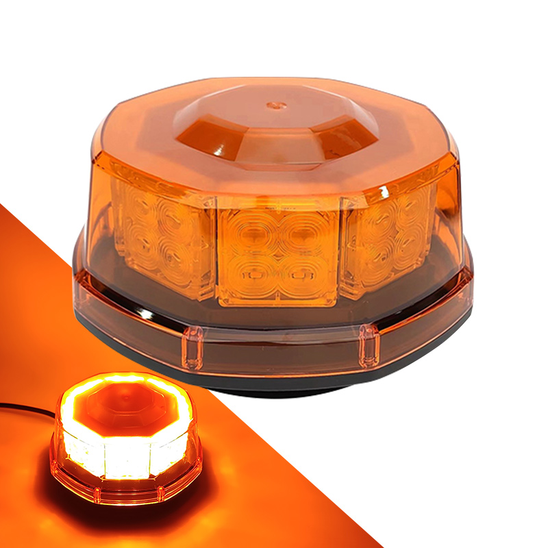 LED Emergency Beacon Lamp Amber Revolving Warning Light with Magnetic Base for Trucks